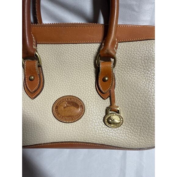 Vintage Dooney & Bourke Beige Brown Pebble Leather Satchel - Picture 10 of 16